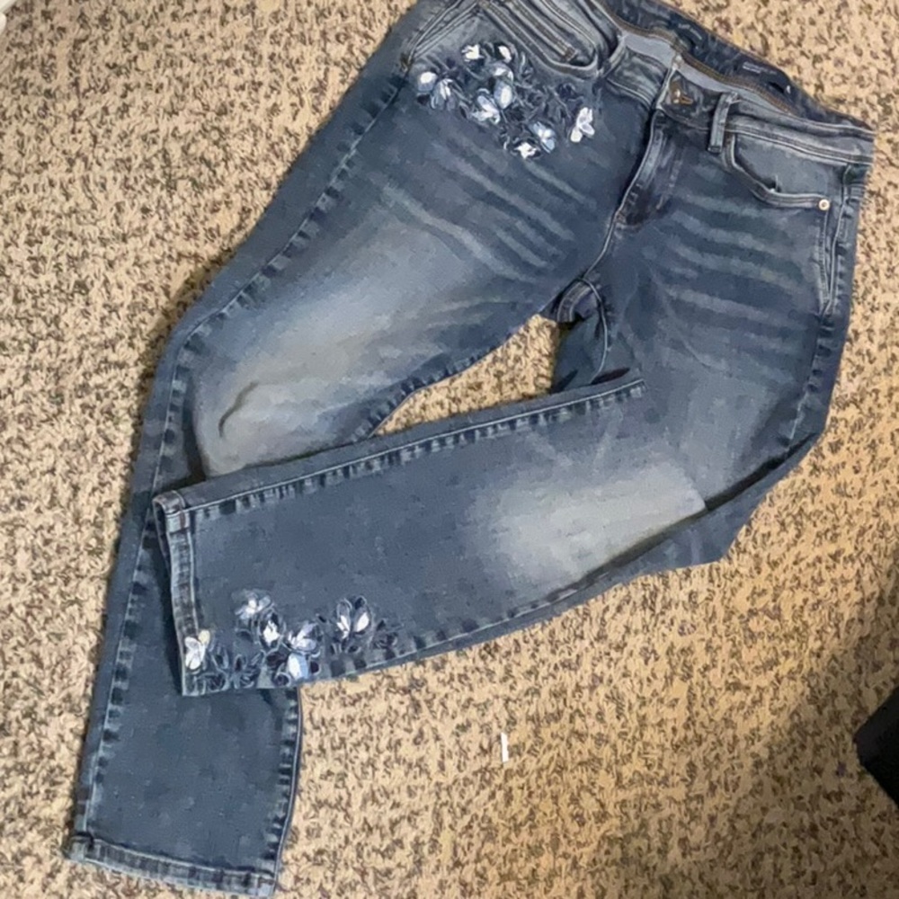 Women's Blue Embellished Jeans